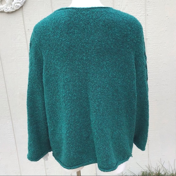 🆕NEW! Lattice-Sleeve Textured Sweater Teal Green - Picture 7 of 11